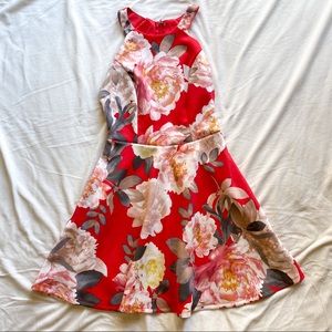 Floral halter scalloped dress